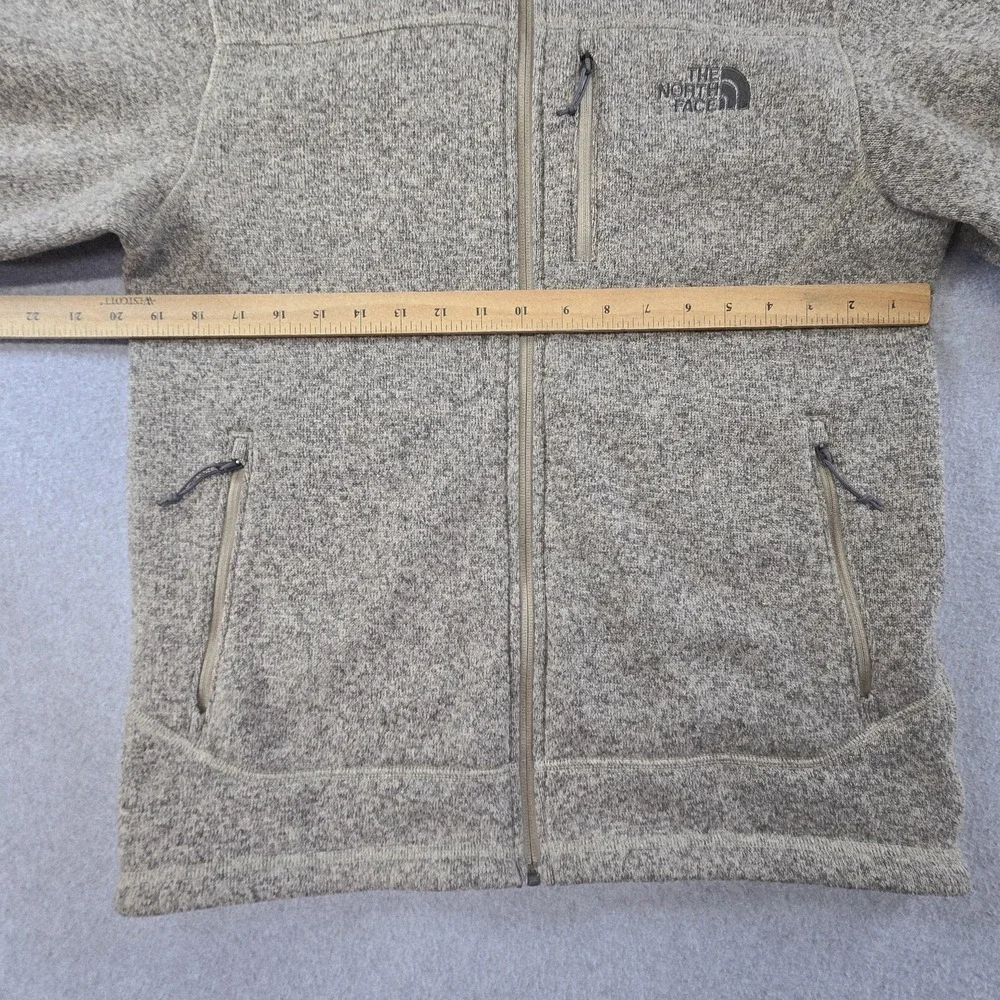 The North Face Jacket Mens S Beige Flecked‎ Fleece Full Zip Lined Pockets